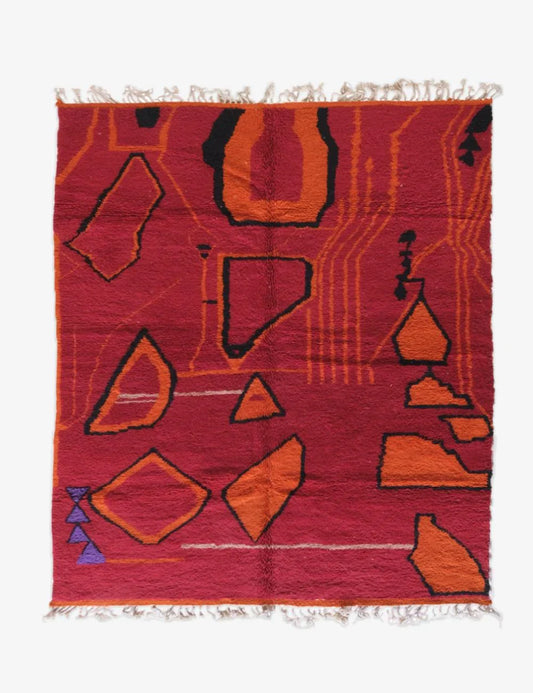 Red Moroccan Modern Wool Rug 9.8 x 8.3 ft / 298 x 254 cm - Surcoma