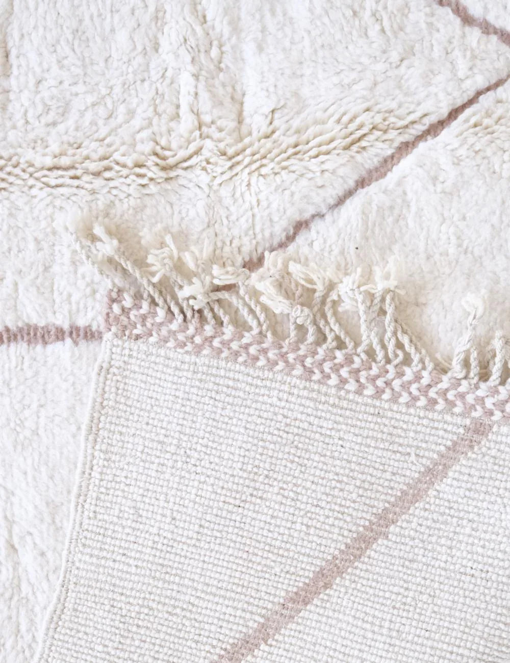 White Moroccan Modern Wool Rug 9.7 x 8.3 ft / 296 x 255 cm - Surcoma