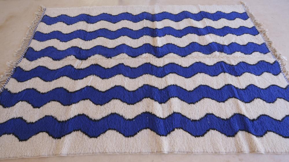 Blue Moroccan Modern Rug 9.6 x 6.5 ft / 293 x 200 cm - Surcoma