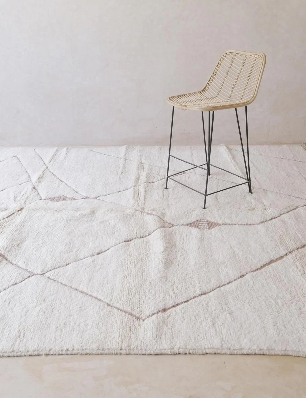 White Moroccan Modern Wool Rug 9.7 x 8.3 ft / 296 x 255 cm - Surcoma