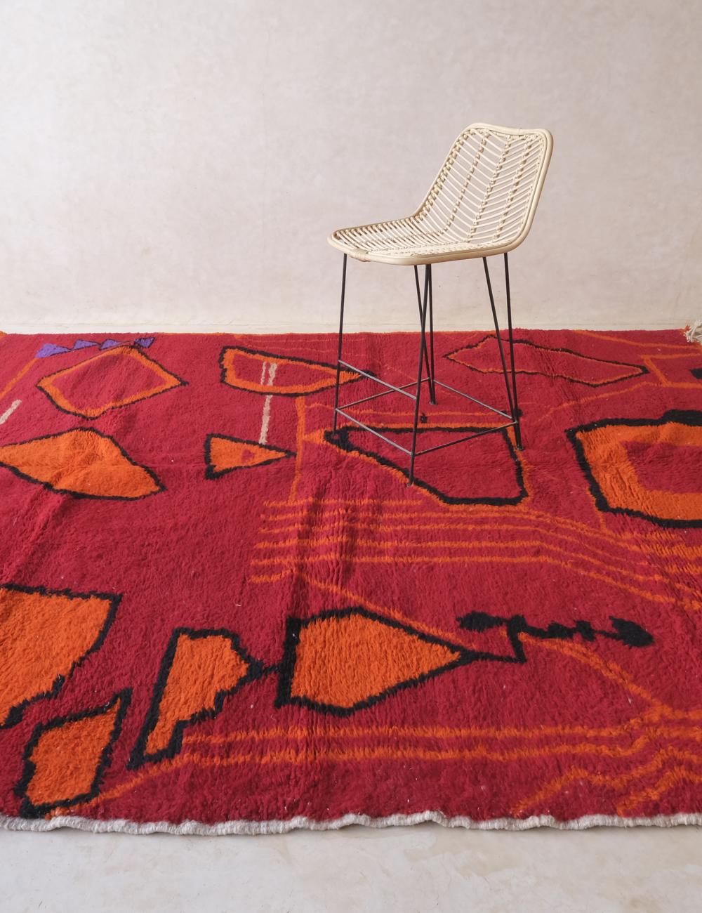 Red Moroccan Modern Wool Rug 9.8 x 8.3 ft / 298 x 254 cm