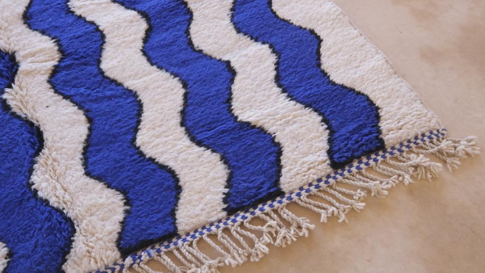 Blue Moroccan Modern Rug 9.6 x 6.5 ft / 293 x 200 cm - Surcoma