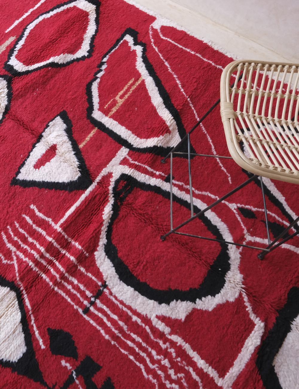 Red Moroccan Abstract Rug 9.7 x 8 ft / 295 x 245 cm - Surcoma