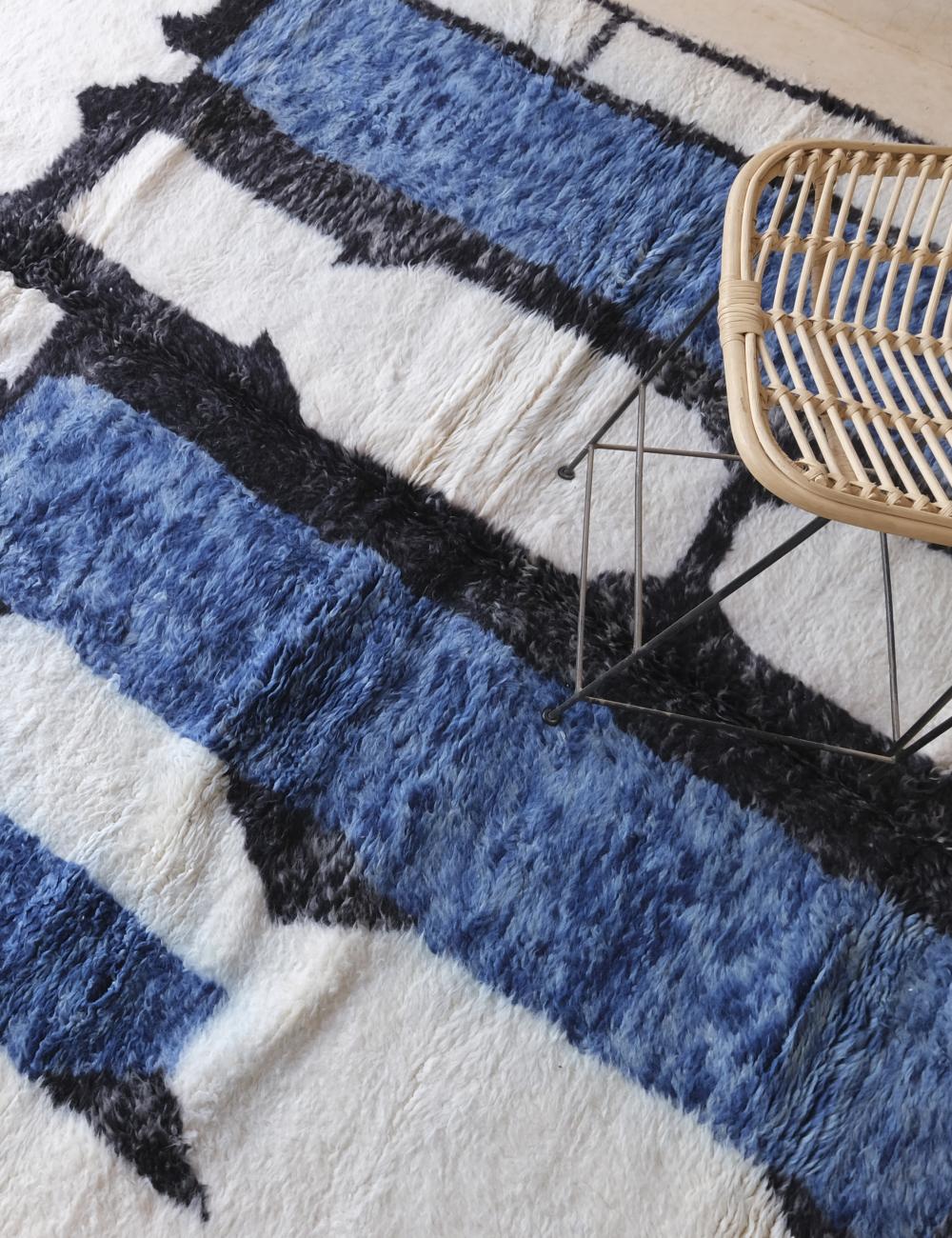 Custom Blue Black Moroccan Rug - Forma 78