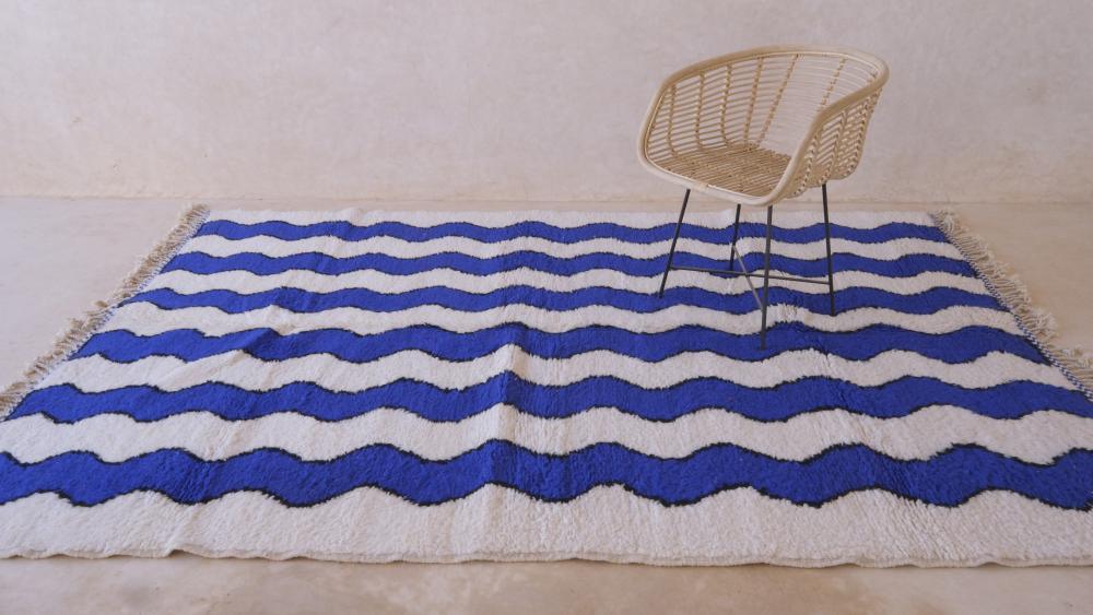 Blue Moroccan Modern Rug 9.6 x 6.5 ft / 293 x 200 cm - Surcoma
