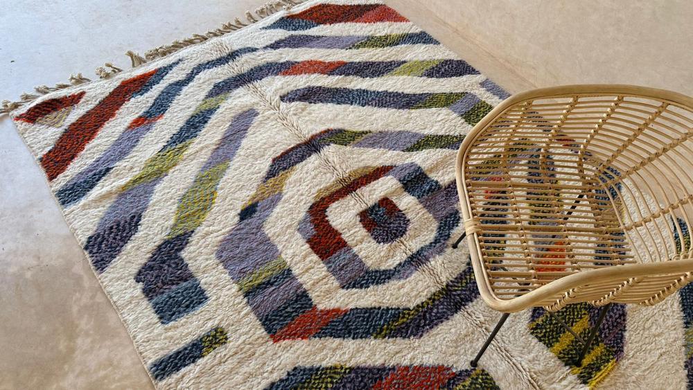 Moroccan Modern Wool Rug 9.6 x 6.4 ft / 294 x 197 cm - Surcoma