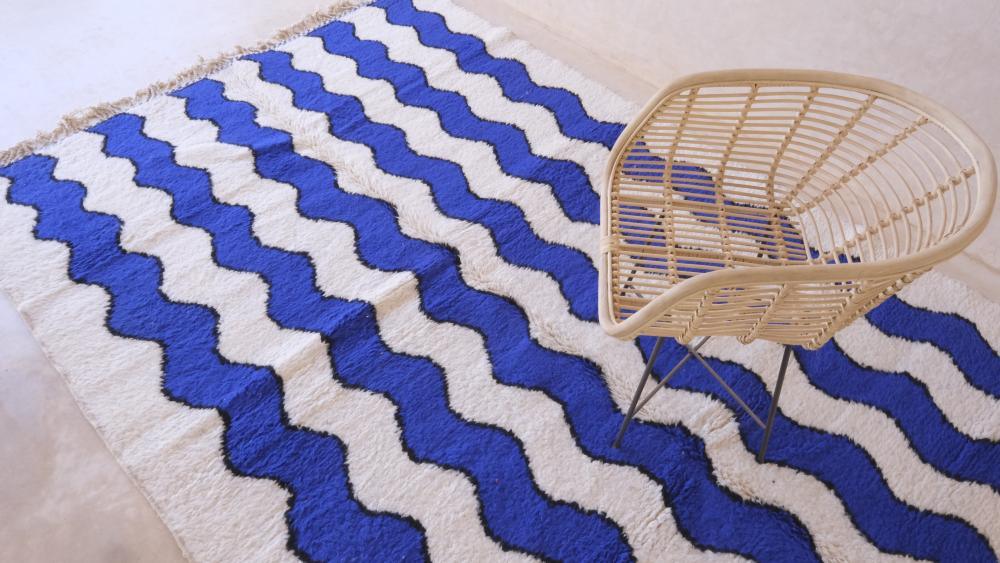 Blue Moroccan Modern Rug 9.6 x 6.5 ft / 293 x 200 cm - Surcoma
