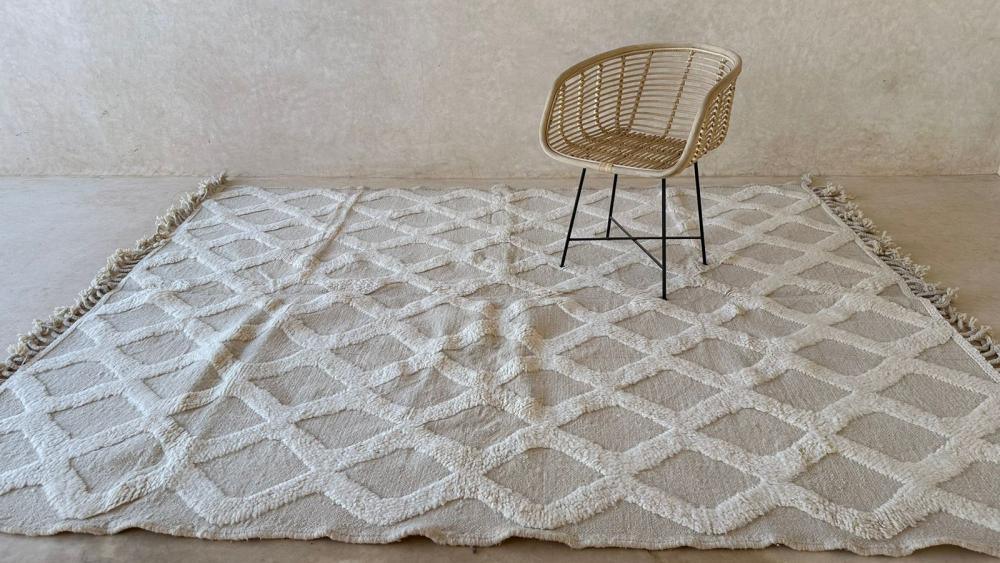 Moroccan Modern Beige Rug 9.6 x 7.4 ft / 294 x 227 cm - Surcoma