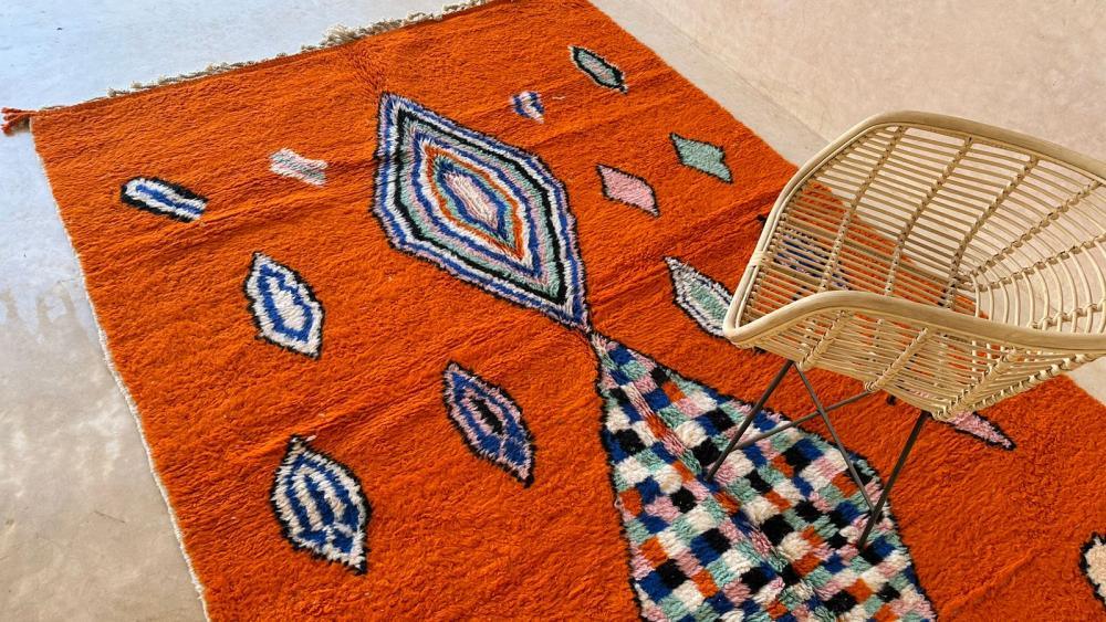 Moroccan Orange Modern Wool Rug 9.5 x 6.7 ft / 289 x 206 cm - Surcoma