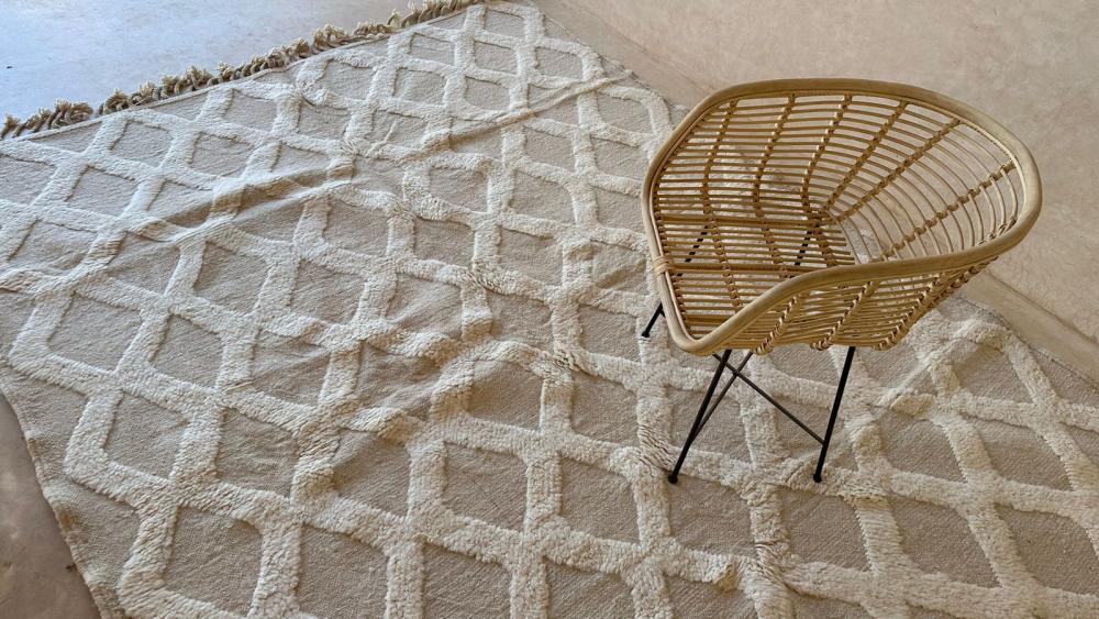 Moroccan Modern Beige Rug 9.6 x 7.4 ft / 294 x 227 cm - Surcoma