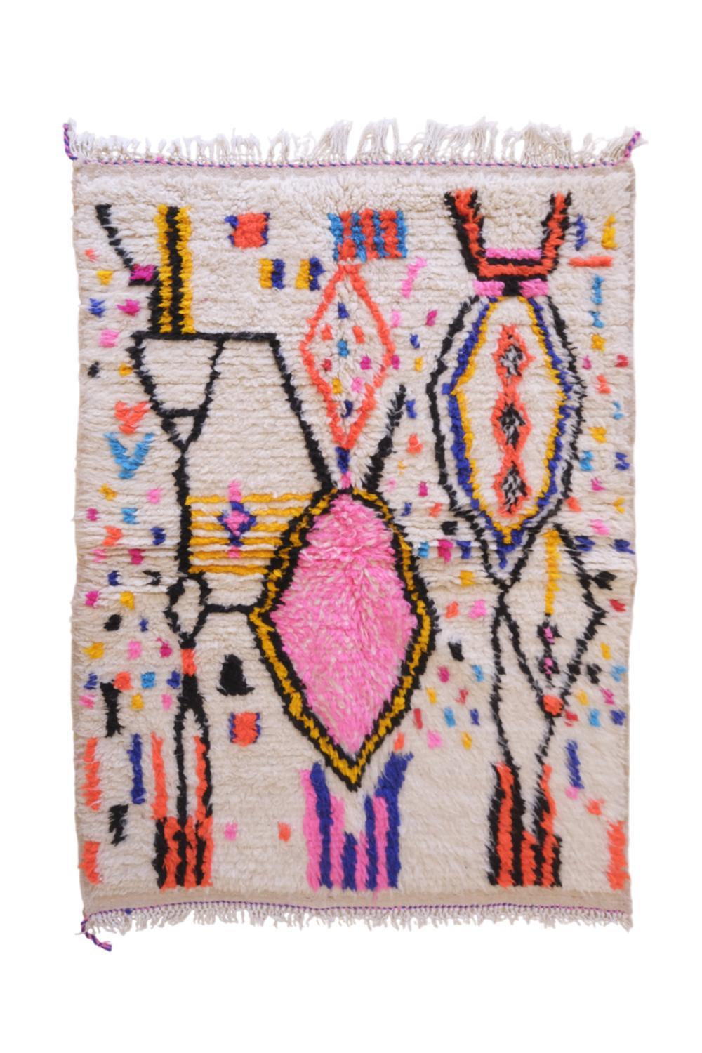 Moroccan Neon Wool Rug 6 x 4.1 ft / 183 x 127 cm - Surcoma