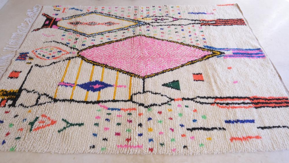 Moroccan Neon Wool Rug 10 x 6.5 ft / 304 x 198 cm - Surcoma