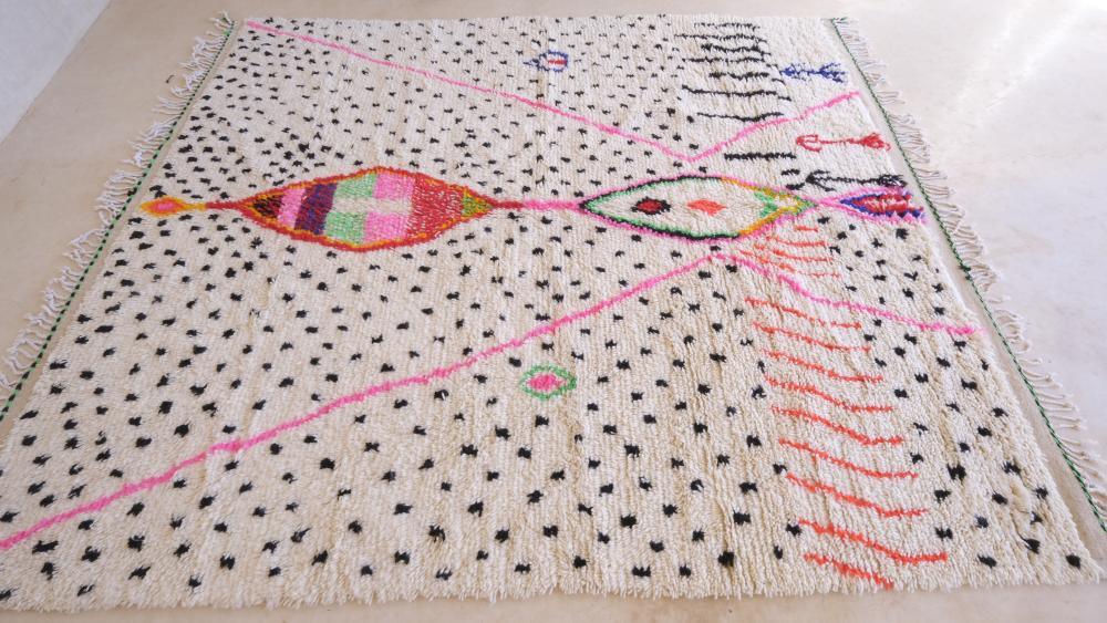 Moroccan Neon Wool Rug 8.6 x 7.1 ft / 262 x 218 cm - Surcoma