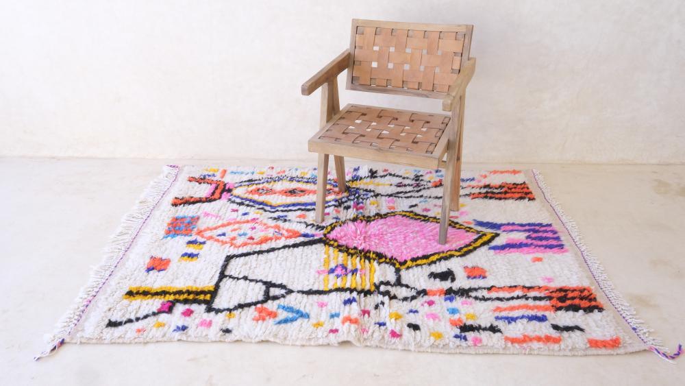 Moroccan Neon Wool Rug 6 x 4.1 ft / 183 x 127 cm - Surcoma