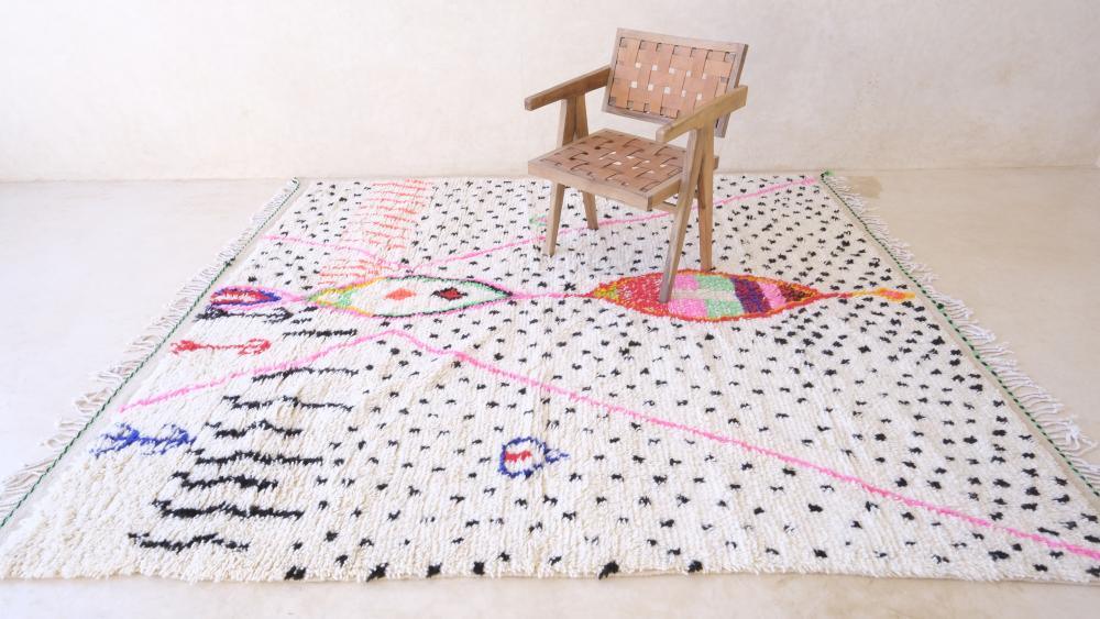 Moroccan Neon Wool Rug 8.6 x 7.1 ft / 262 x 218 cm - Surcoma