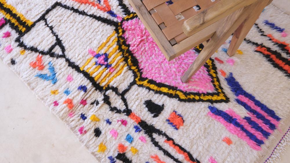 Moroccan Neon Wool Rug 6 x 4.1 ft / 183 x 127 cm - Surcoma