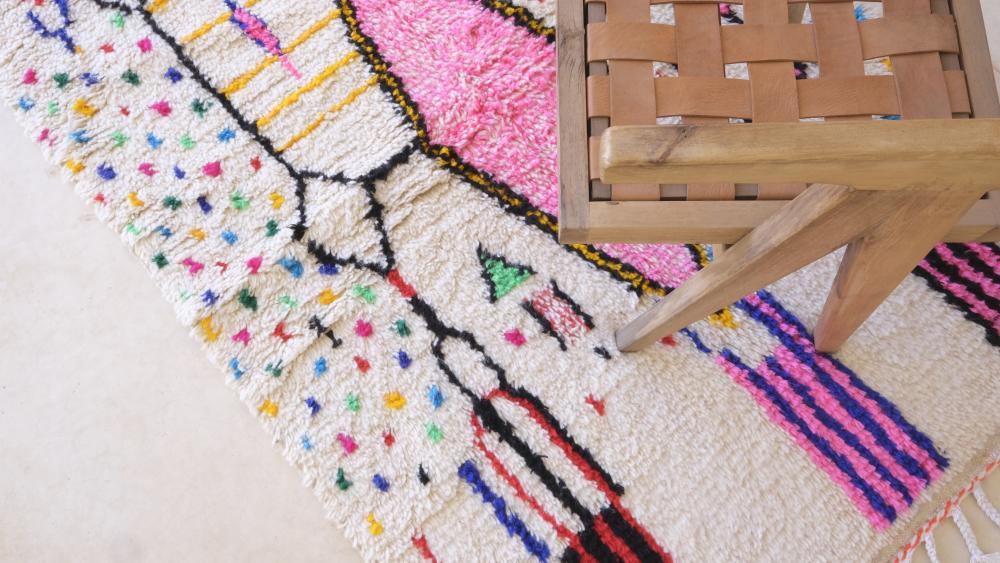 Moroccan Neon Wool Rug 6.2 x 3.9 ft / 190 x 120 cm - Surcoma