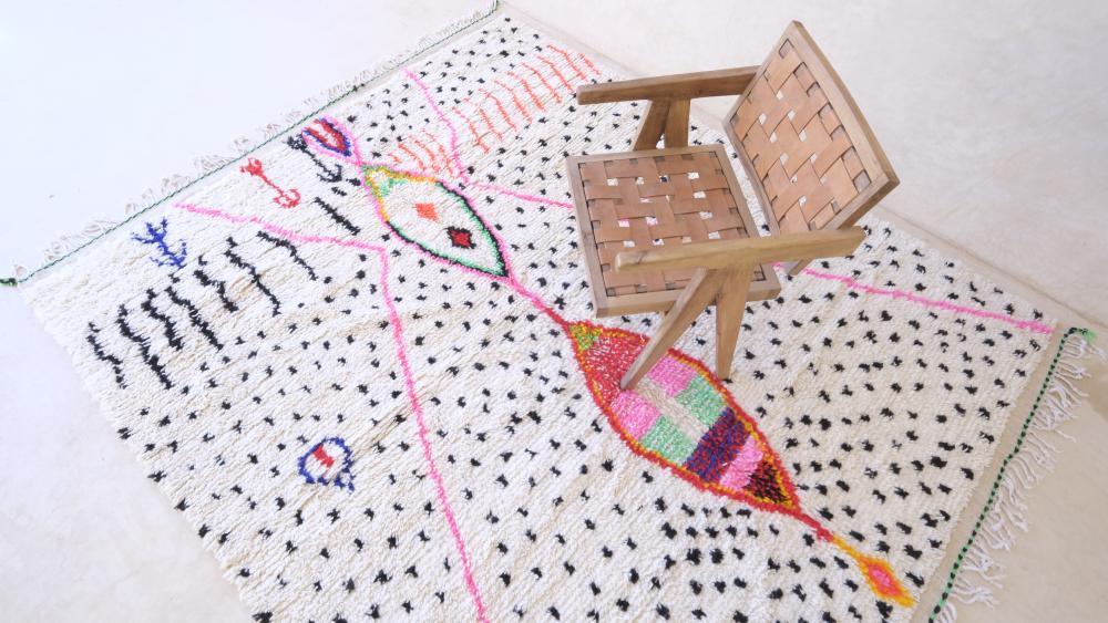 Moroccan Neon Wool Rug 8.6 x 7.1 ft / 262 x 218 cm - Surcoma