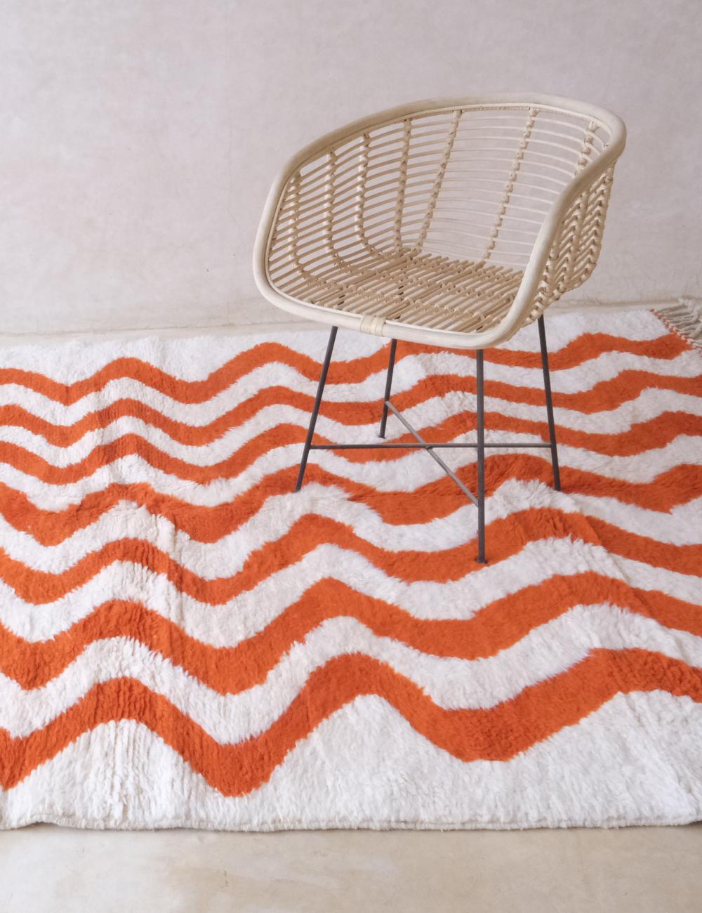 Moroccan Orange Wool Rug 9.9 x 6.5 ft / 303 x 200 cm - Surcoma