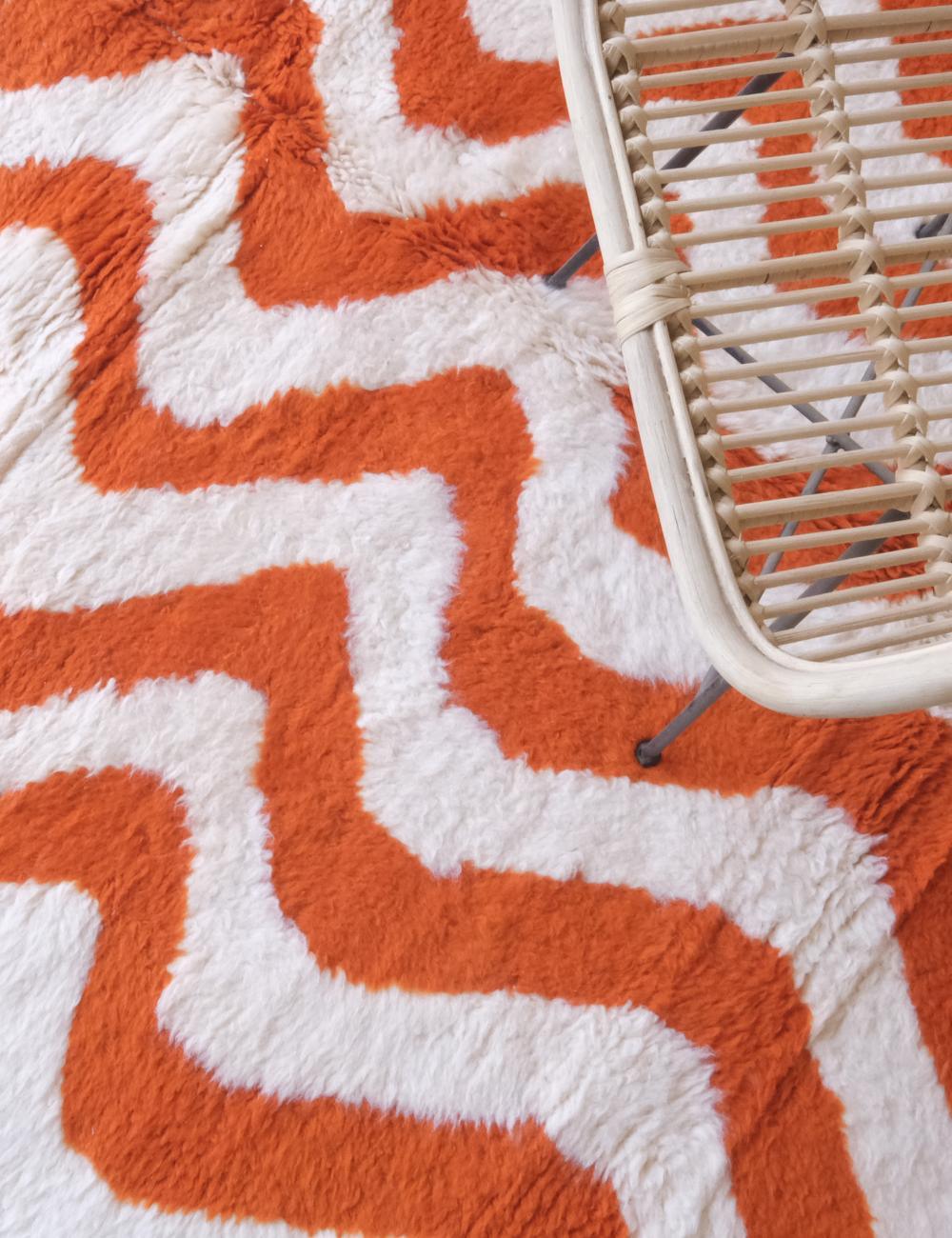 Moroccan Orange Wool Rug 9.9 x 6.5 ft / 303 x 200 cm - Surcoma