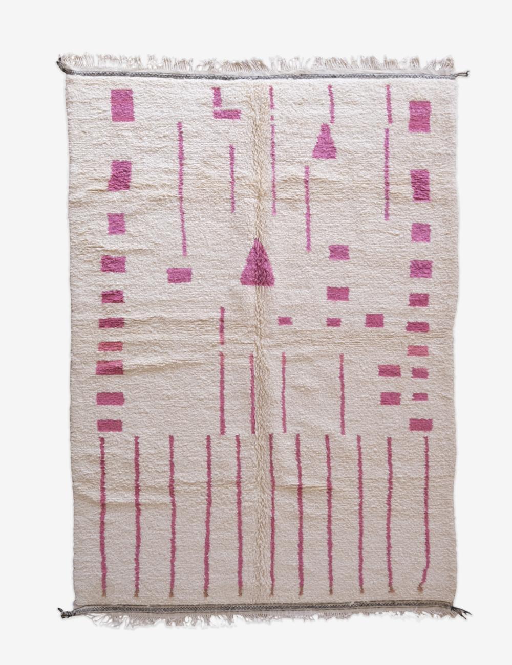 Moroccan Pink Azilal Wool Rug 9.9 x 6.4 ft / 303 x 197 cm - Surcoma