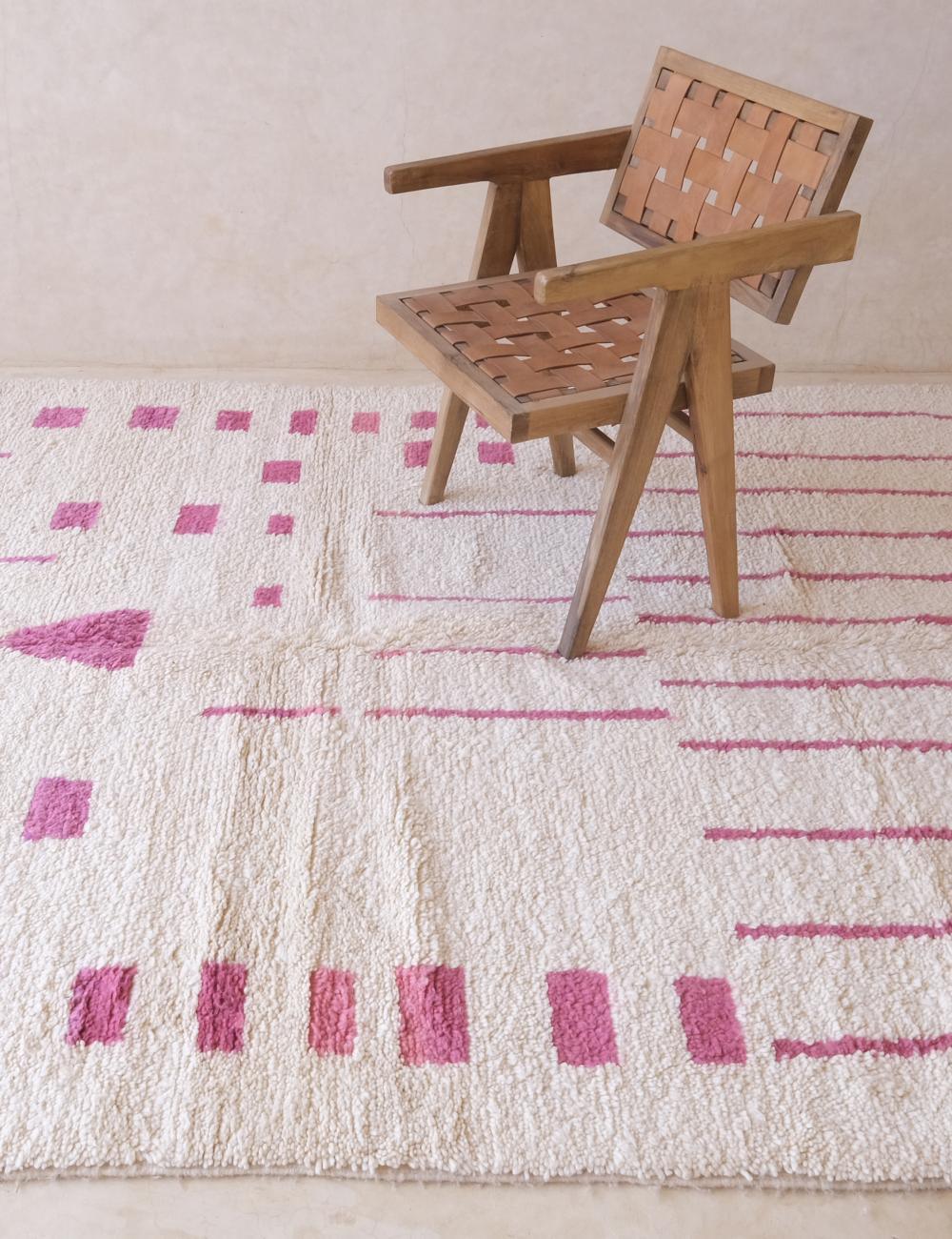 Moroccan Pink Azilal Wool Rug 9.9 x 6.4 ft / 303 x 197 cm - Surcoma