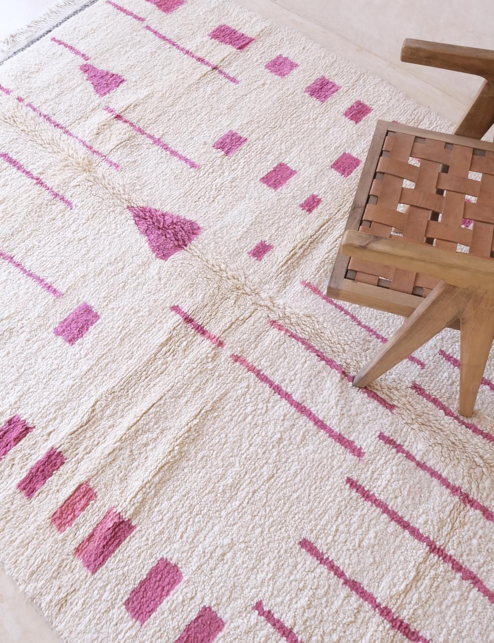Moroccan Pink Azilal Wool Rug 9.9 x 6.4 ft / 303 x 197 cm - Surcoma