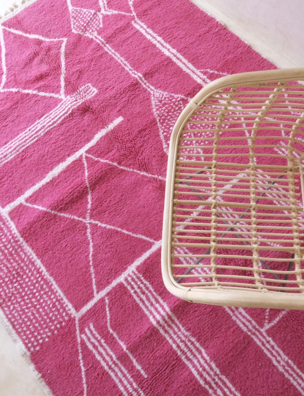 Moroccan Pink Modern Wool Rug 8.3 x 6 ft / 253 x 184 cm