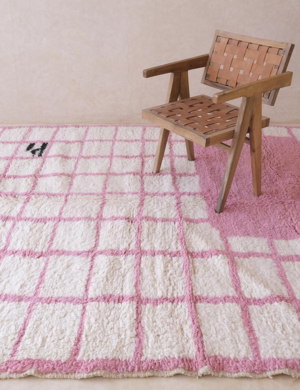 Moroccan Pink Modern Wool Rug 9.4 x 7.2 ft / 285 x 222 cm - Surcoma