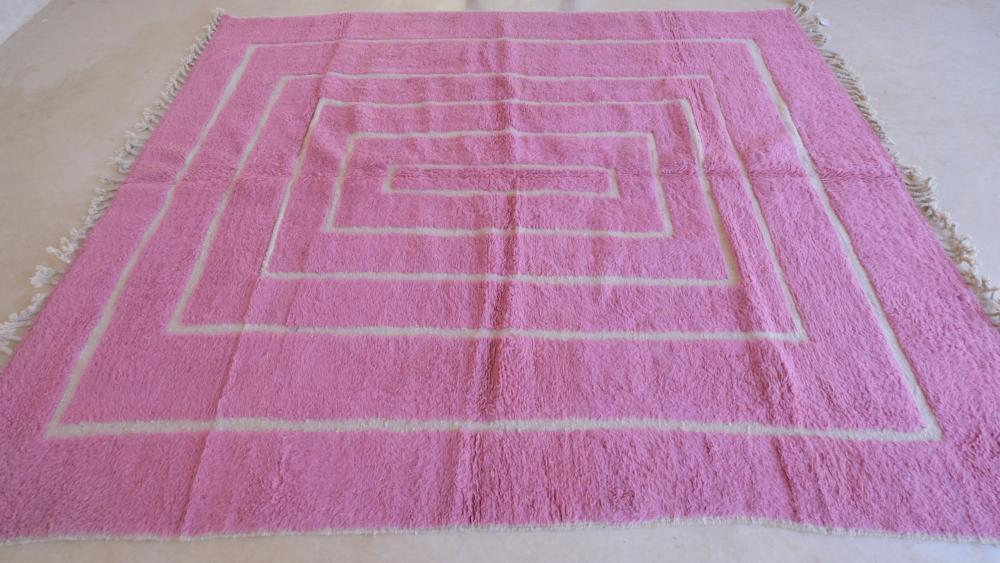 Custom Moroccan Pink Wool Rug - Surcoma