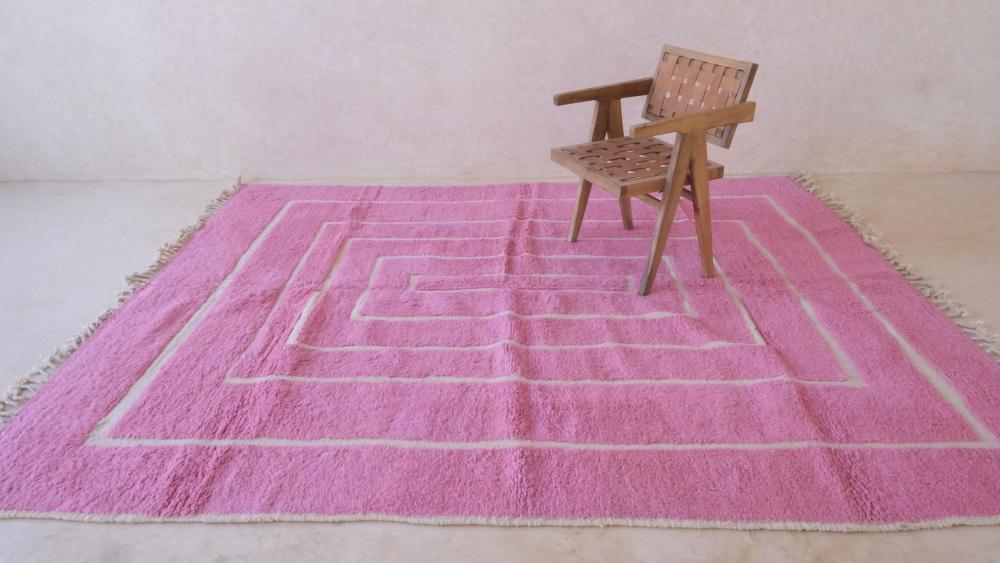 Custom Moroccan Pink Wool Rug - Surcoma