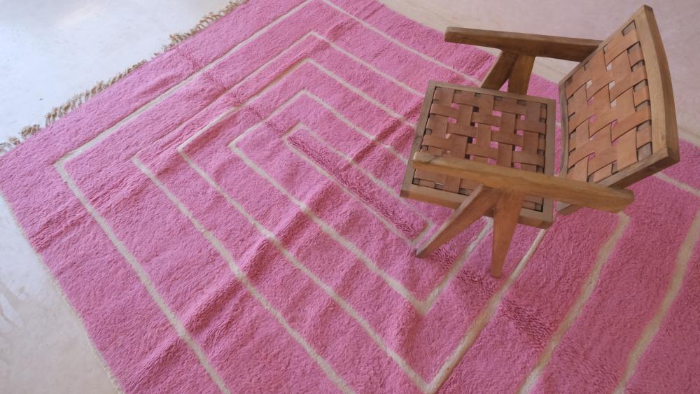 Custom Moroccan Pink Wool Rug - Surcoma