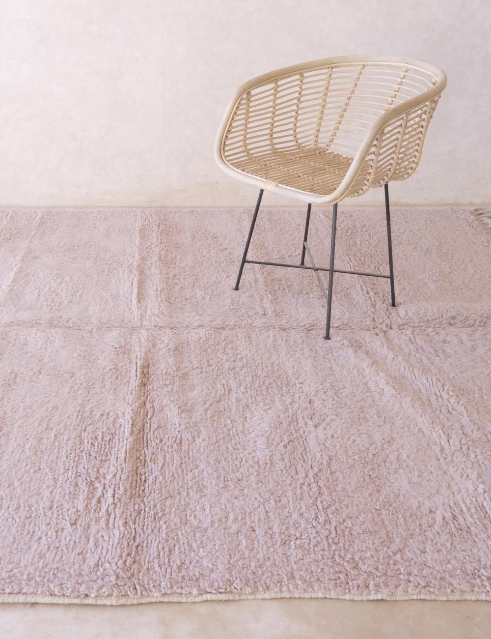 Moroccan Powder Pink Wool Rug 9 x 7.1 ft / 275 x 219 cm - Surcoma