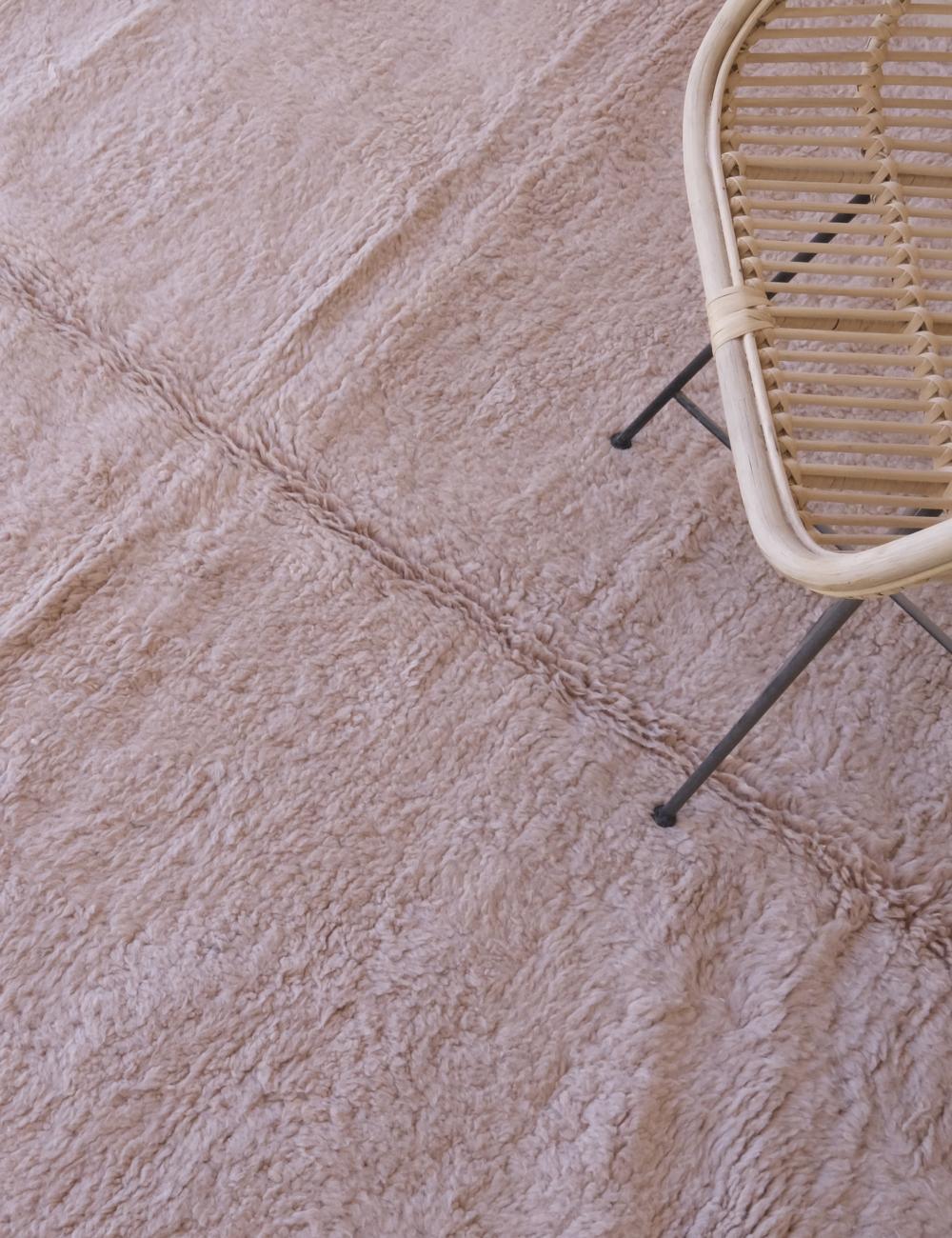 Moroccan Powder Pink Wool Rug 9 x 7.1 ft / 275 x 219 cm - Surcoma