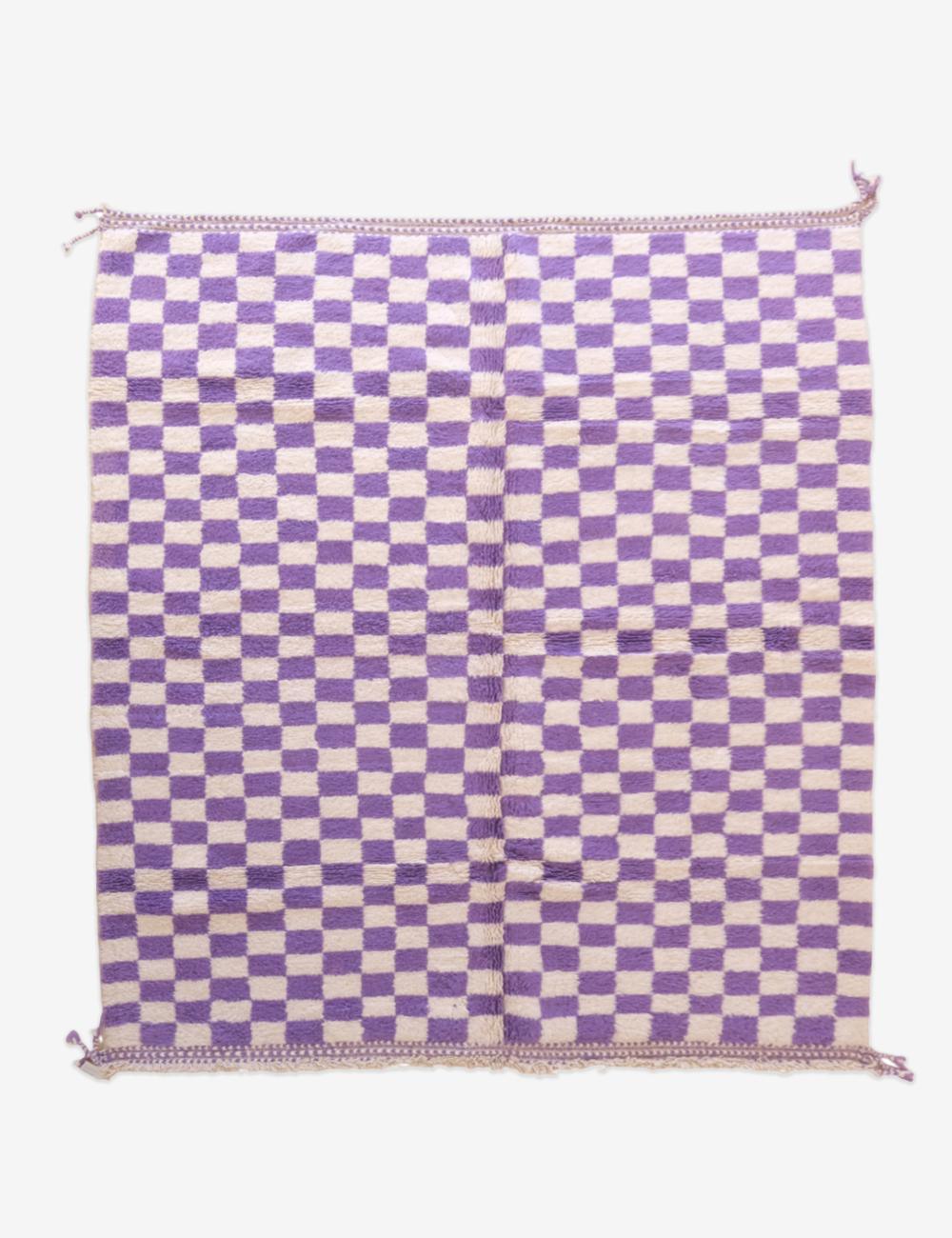 Moroccan Purple Checkered Rug 10 x 8.3 ft / 304 x 254 cm - Surcoma