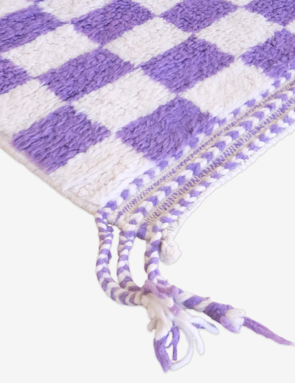 Moroccan Purple Checkered Rug 10 x 8.3 ft / 304 x 254 cm - Surcoma