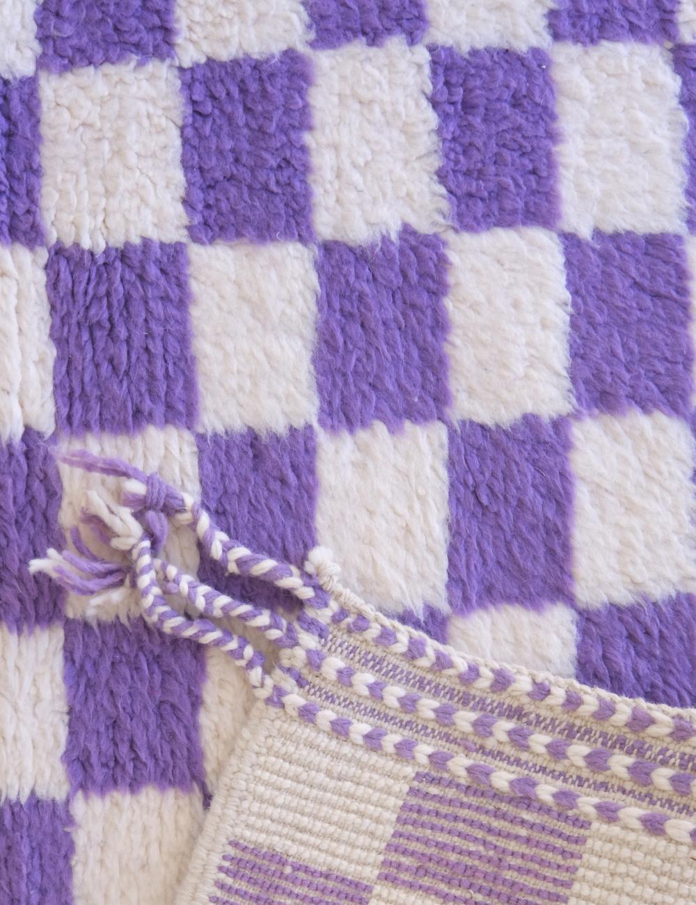 Moroccan Purple Checkered Rug 10 x 8.3 ft / 304 x 254 cm - Surcoma