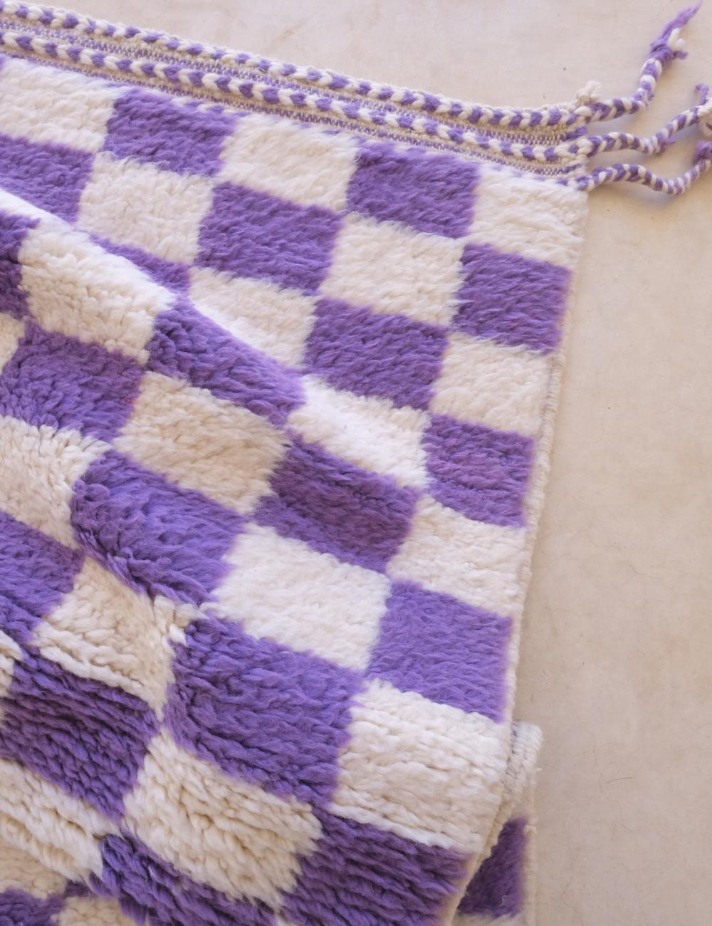 Moroccan Purple Checkered Rug 10 x 8.3 ft / 304 x 254 cm - Surcoma