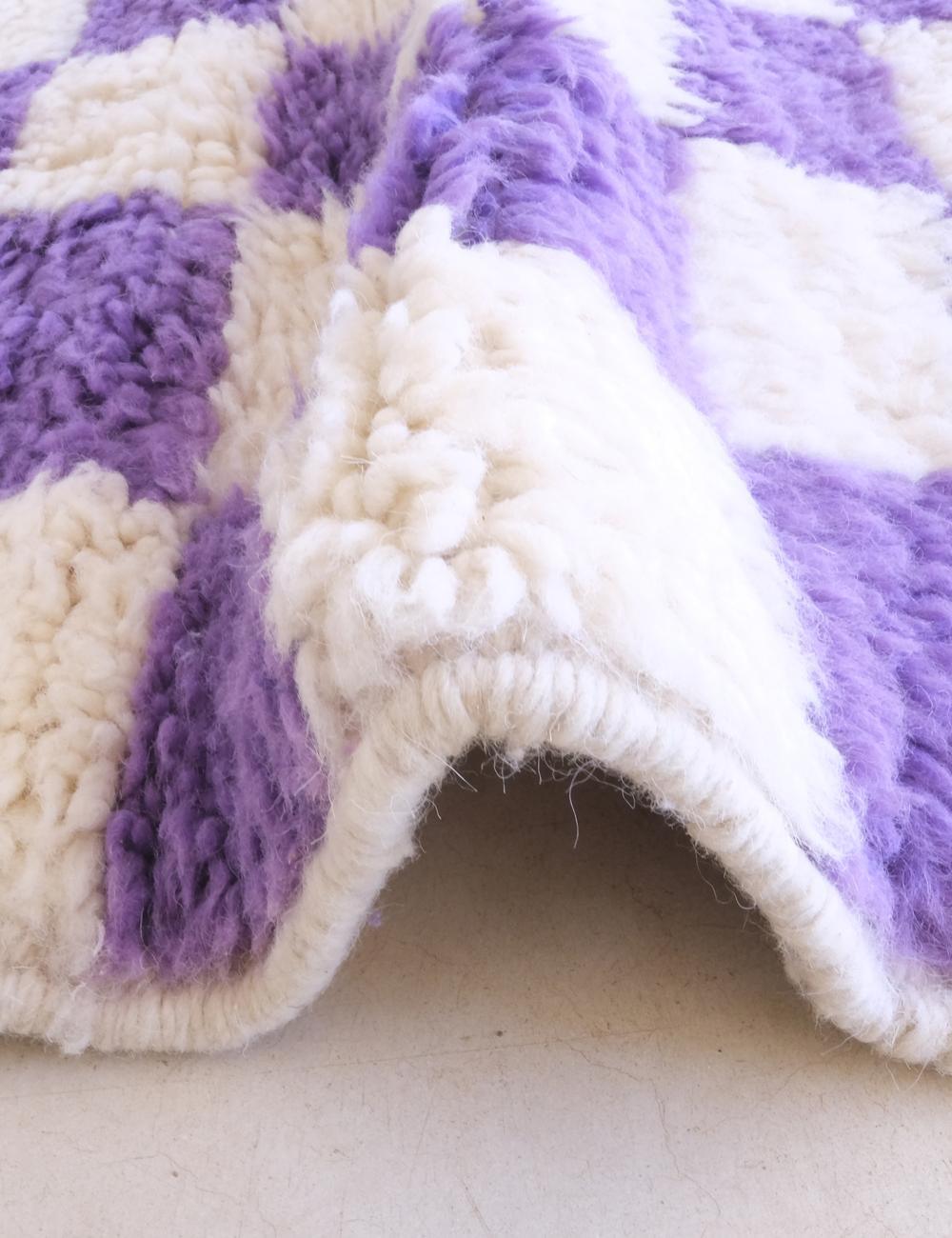 Moroccan Purple Checkered Rug 10 x 8.3 ft / 304 x 254 cm - Surcoma