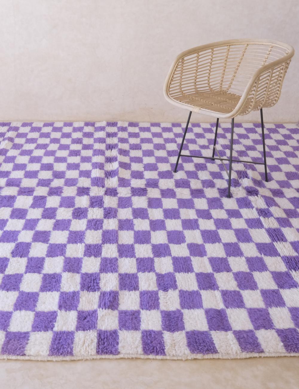 Moroccan Purple Checkered Rug 10 x 8.3 ft / 304 x 254 cm - Surcoma