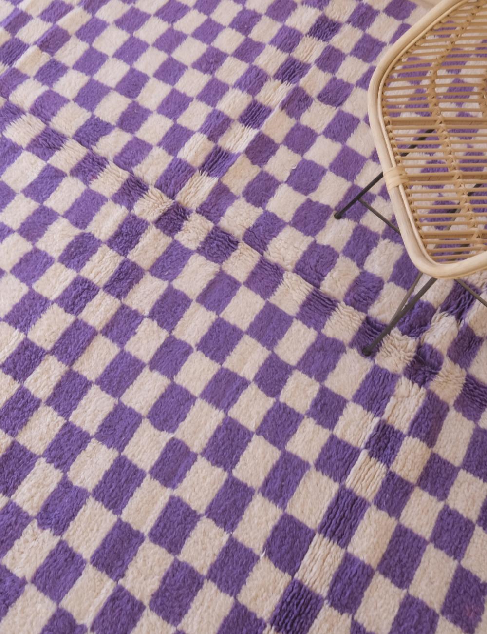 Moroccan Purple Checkered Rug 10 x 8.3 ft / 304 x 254 cm - Surcoma