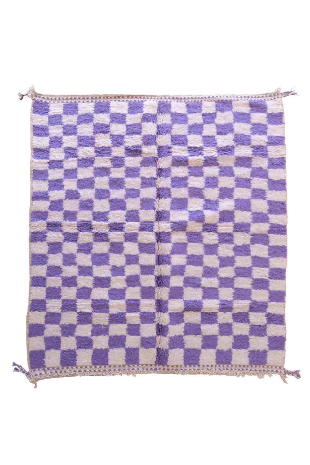 Moroccan Purple Checkered Rug 8.3 x 6.8 ft / 253 x 209 cm - Surcoma