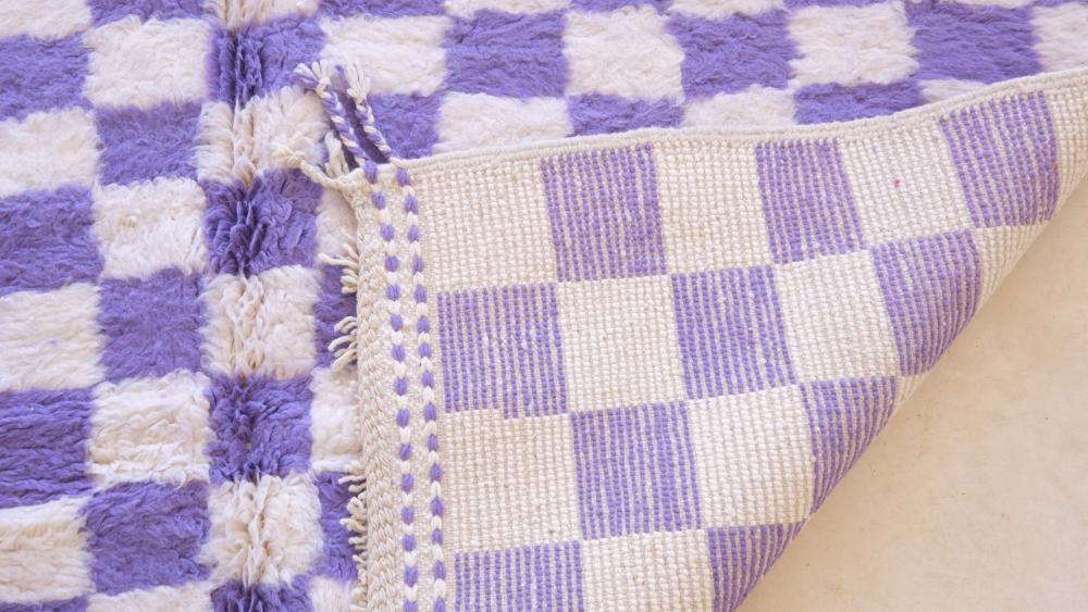 Moroccan Purple Checkered Rug 8.3 x 6.8 ft / 253 x 209 cm - Surcoma