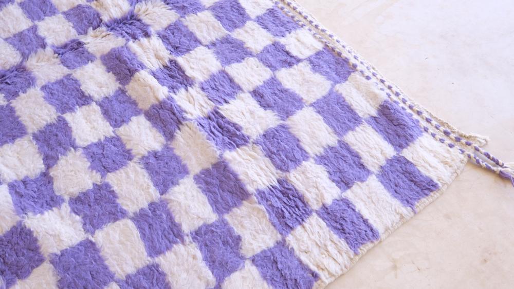 Moroccan Purple Checkered Rug 8.3 x 6.8 ft / 253 x 209 cm - Surcoma