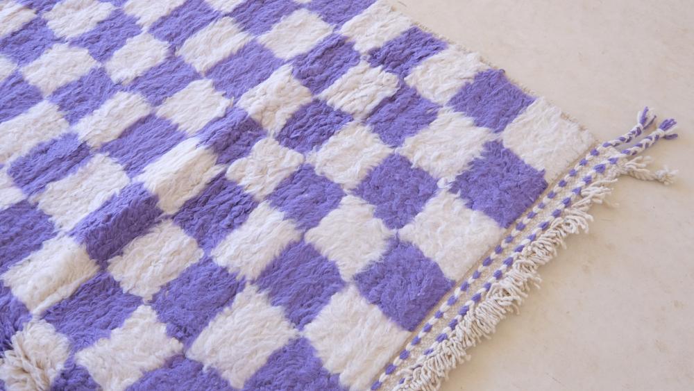 Moroccan Purple Checkered Rug 8.3 x 6.8 ft / 253 x 209 cm - Surcoma