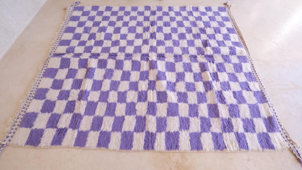 Moroccan Purple Checkered Rug 8.3 x 6.8 ft / 253 x 209 cm - Surcoma
