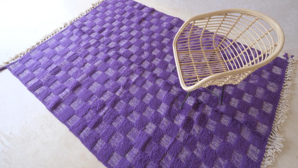 Moroccan Purple Modern Wool Rug 9.2 x 6.7 ft / 281 x 207 cm - Surcoma