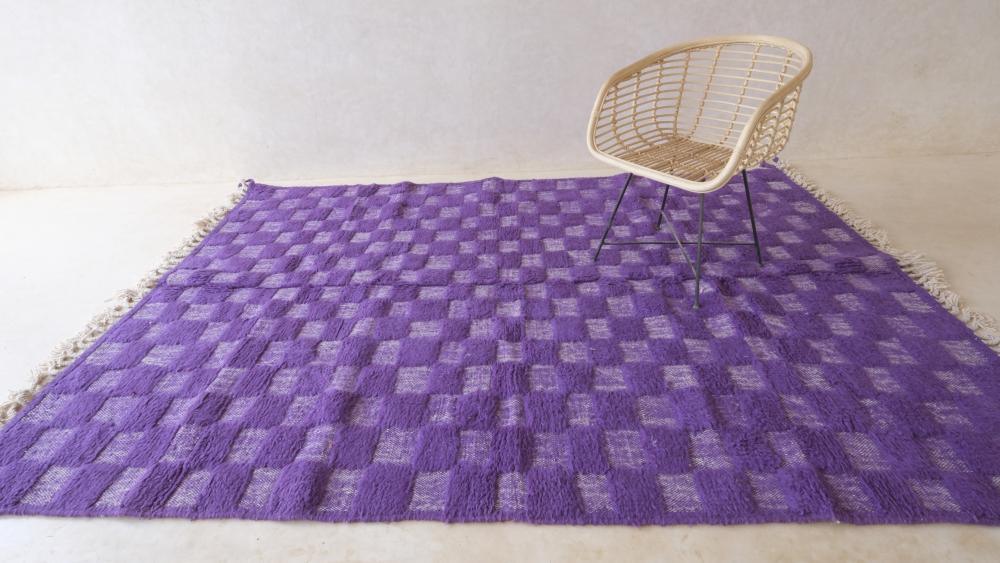 Moroccan Purple Modern Wool Rug 9.2 x 6.7 ft / 281 x 207 cm - Surcoma