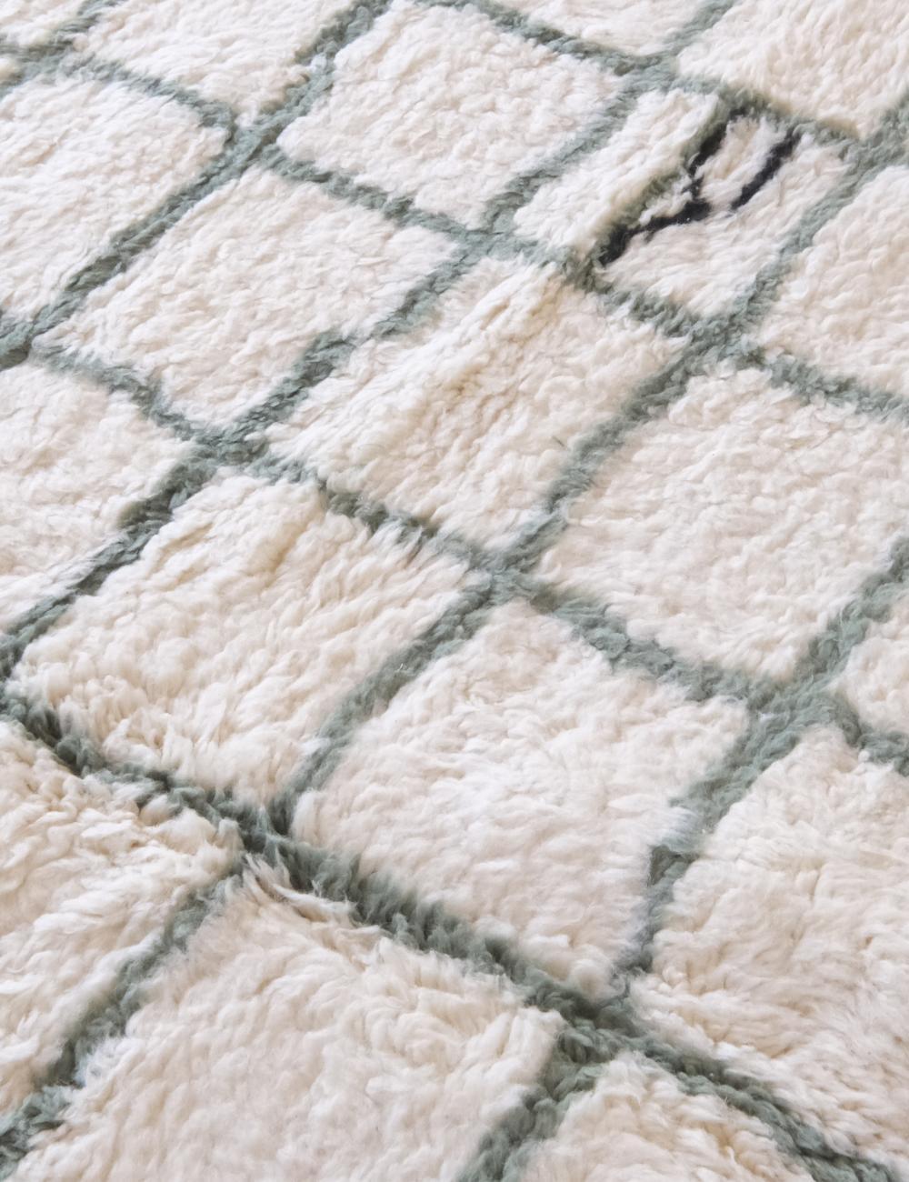 2020s Moroccan Sage Green Wool Rug 9 x 7.2 ft / 274 x 220 cm - Surcoma