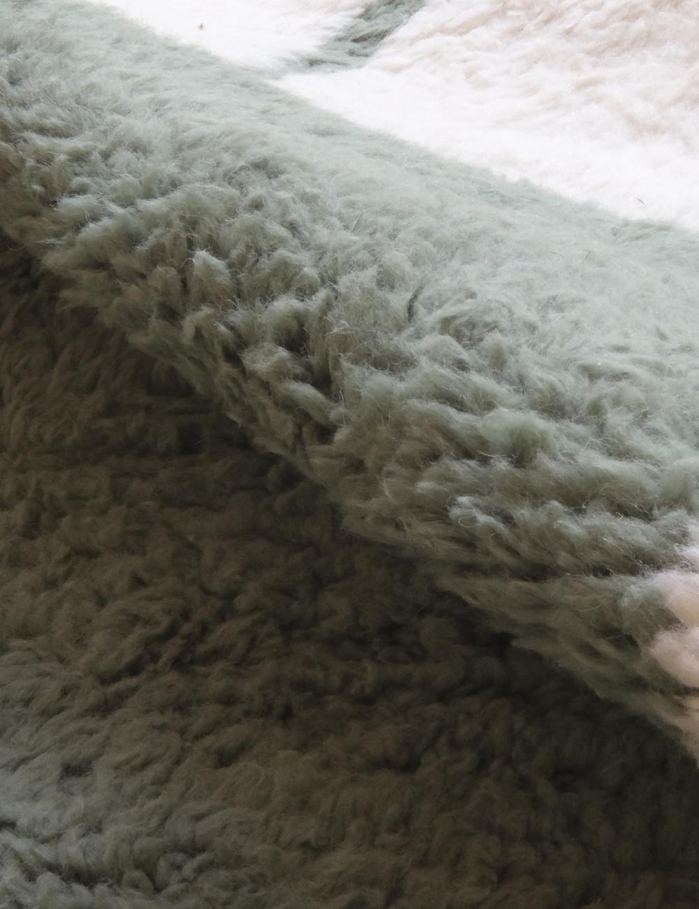 2020s Moroccan Sage Green Wool Rug 9 x 7.2 ft / 274 x 220 cm - Surcoma
